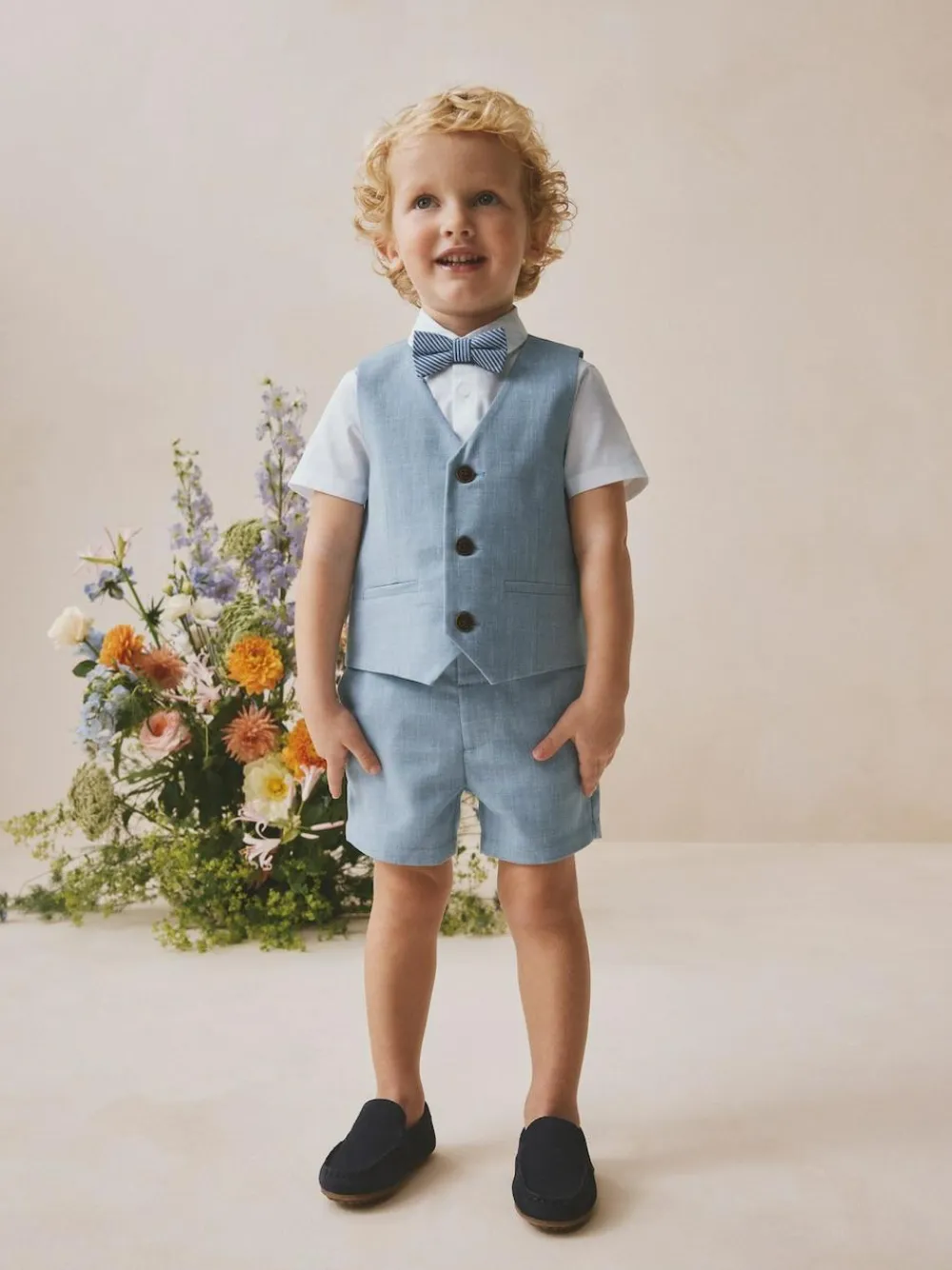 Sale Next Blue Waistcoat, Shirt, Shorts & Tie Set (3mths-9yrs)