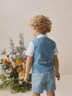 Sale Next Blue Waistcoat, Shirt, Shorts & Tie Set (3mths-9yrs)
