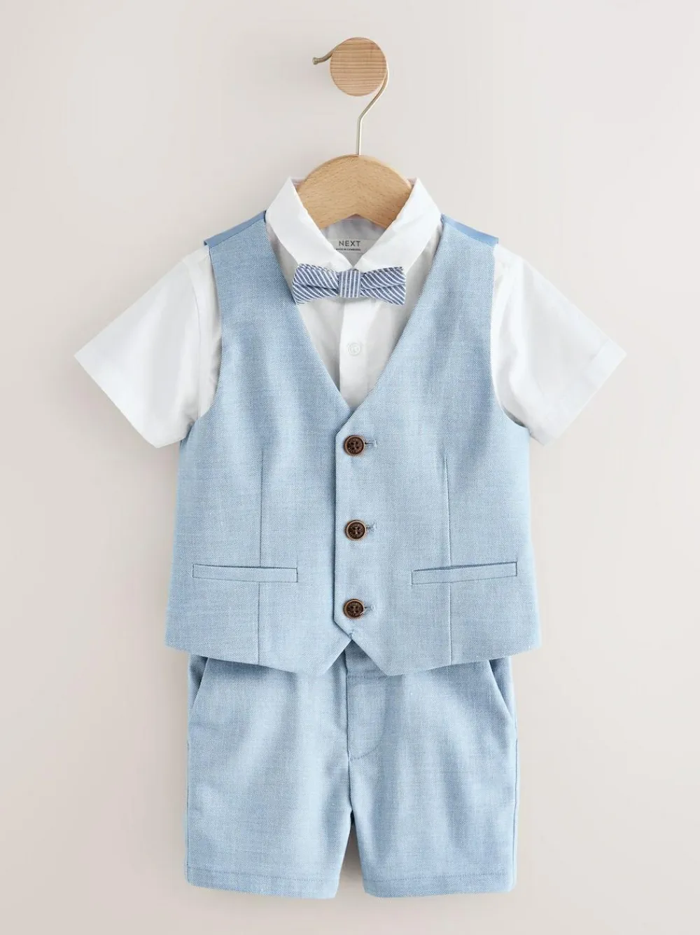 Sale Next Blue Waistcoat, Shirt, Shorts & Tie Set (3mths-9yrs)