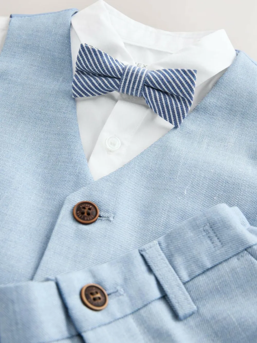 Sale Next Blue Waistcoat, Shirt, Shorts & Tie Set (3mths-9yrs)