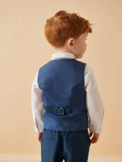 Next Blue Waistcoat, Shirt, Trousers & Bowtie Set (3mths-9yrs)^BOY Sets & Co-Ords|Sets & Co-Ords