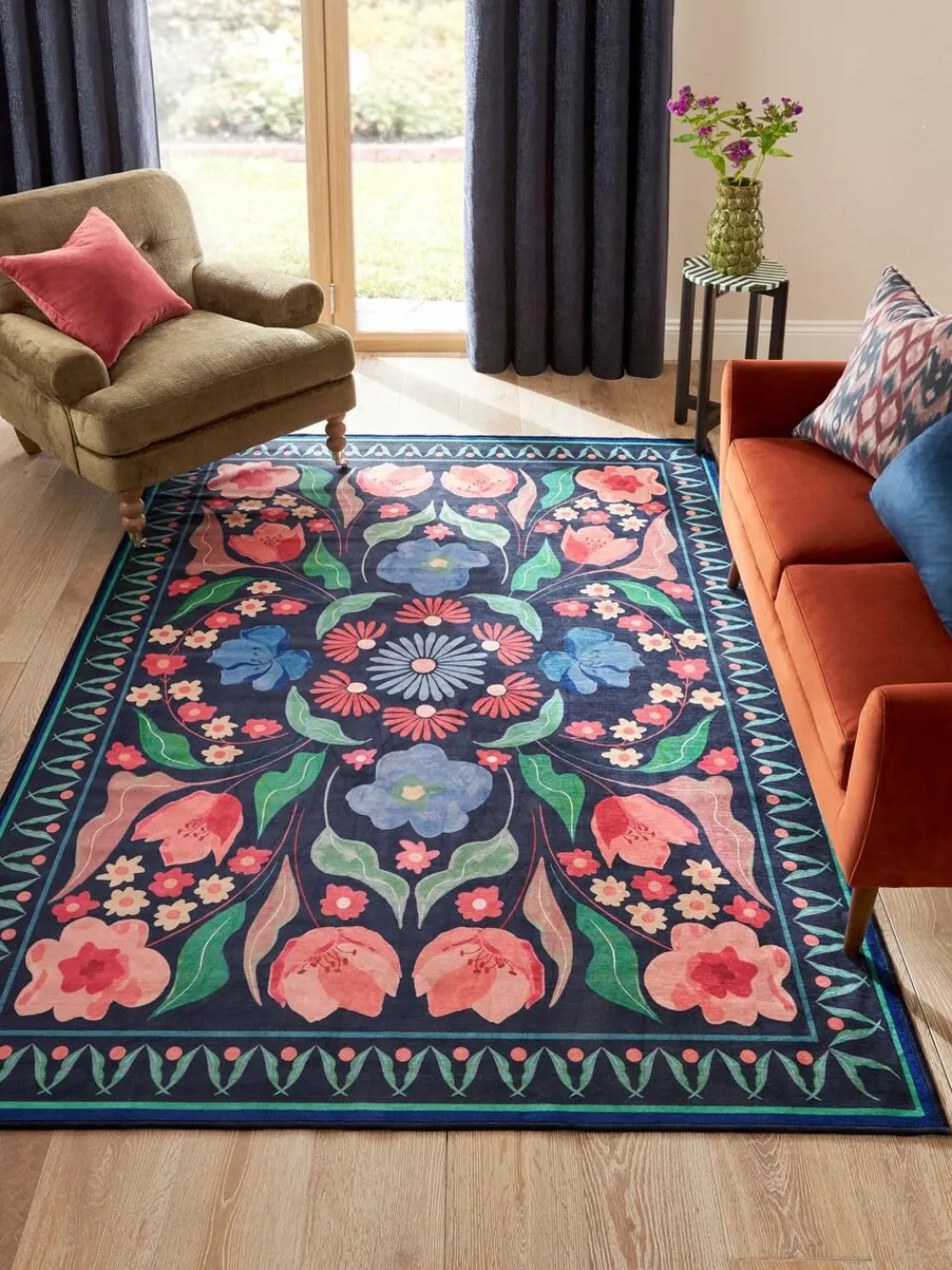 Discount Next Blue Washable Bettie Floral Rug