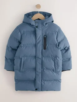 Best Next Waterproof Long Line Fleece Lined Puffer Coat (3-17yrs) Blue