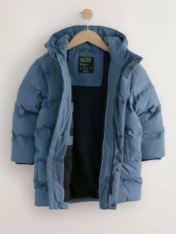 Best Next Waterproof Long Line Fleece Lined Puffer Coat (3-17yrs) Blue