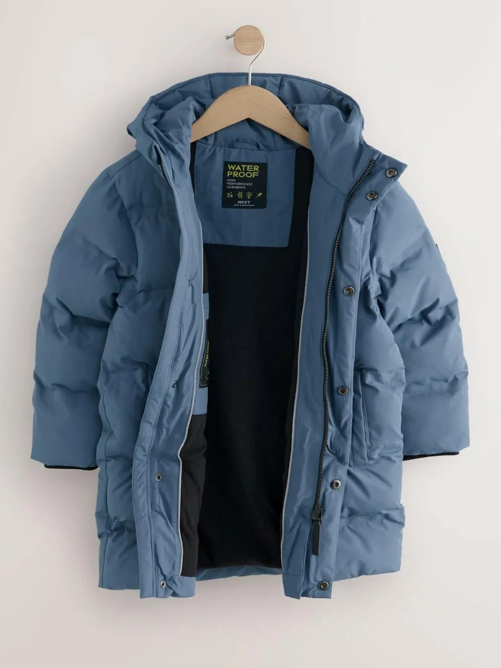 Best Next Waterproof Long Line Fleece Lined Puffer Coat (3-17yrs) Blue