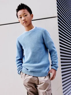 Best Next Blue Without Stag Cotton Crew Neck Knitted Jumper (3-16yrs)