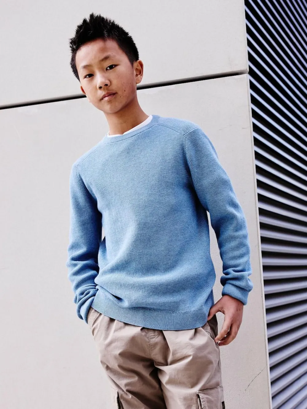 Best Next Blue Without Stag Cotton Crew Neck Knitted Jumper (3-16yrs)