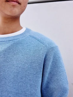 Best Next Blue Without Stag Cotton Crew Neck Knitted Jumper (3-16yrs)