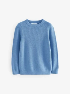 Best Next Blue Without Stag Cotton Crew Neck Knitted Jumper (3-16yrs)