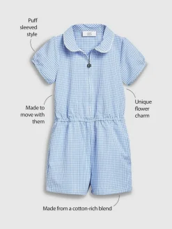 Sale Next Zip Front Cotton Rich Gingham School Playsuit (3-14yrs) Blue