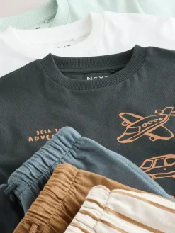 Next Short Sleeve T-Shirts & Joggers Set 3 Pack (3mths-7yrs)^BOY Shorts|Tops