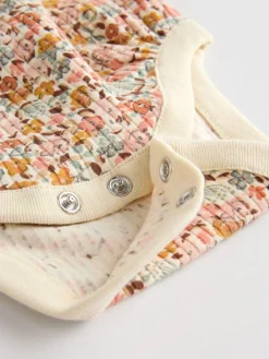 Outlet Next Baby Long Sleeve Frill Bodysuits 4 Pack (0mths-2yrs) Blue/Cream/Coral Ditsy