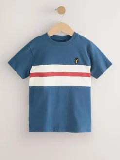 Next Blue/Ecru Colourblock Short Sleeve T-Shirt (3-16yrs)^BOY T-Shirts