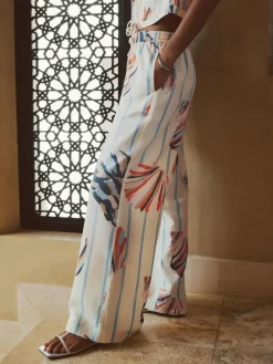 Next Pull On Wide Leg Trousers With Linen^Women Pants