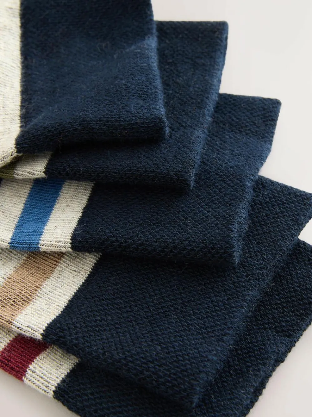 Next Blue/Ecru Striped Cushioned Sole Comfort Socks 5 Pack^ Socks|Socks