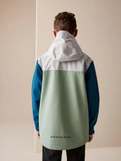 Discount Next Blue/Green Colour Block Waterproof Fleece Lined Hooded Jacket (3-16yrs)