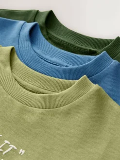 Next Relaxed Fit Long Sleeve Heavyweight T-Shirts 3 Pack (3-16yrs)^BOY Tops|T-Shirts