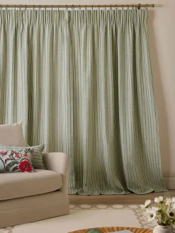 Online Next Blue/Green Stripe Pencil Pleat Curtains