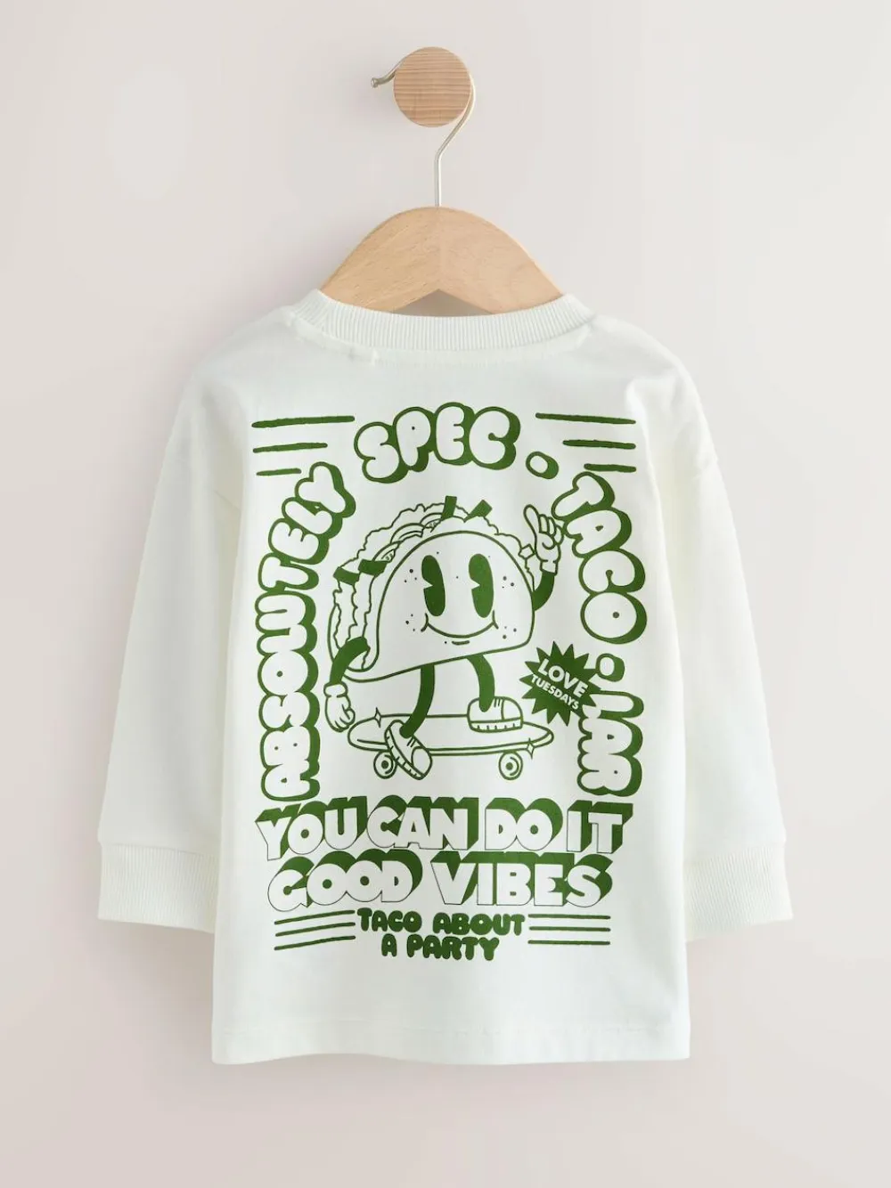 Sale Next Blue/Green Taco Long Sleeve Graphic Print T-Shirts 3 Pack (3mths-7yrs)