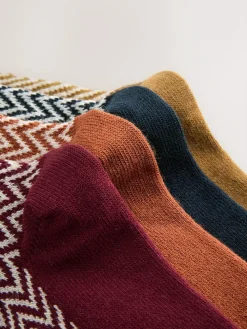 Hot Next Blue/Green/Grey Herringbone Heavyweight Socks 4 Pack