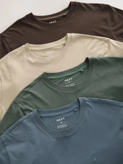 Next Blue/Green/Neutral/Brown Regular Fit T-Shirts 4 Pack