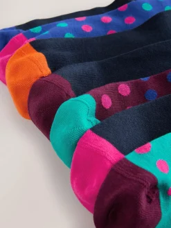 Next Blue/Green/Orange Spot 7 Pack Mens Cotton Rich Socks^ Socks|Socks