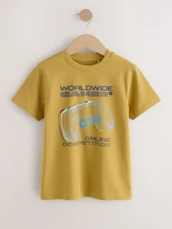 Hot Next Blue/Green/Yellow Regular Fit Graphic Print Short Sleeve T-Shirts 3 Pack (3-16yrs)