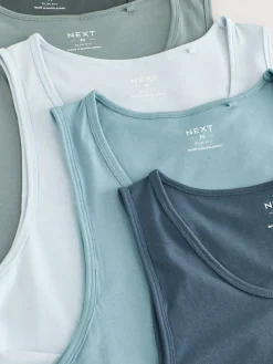 Next 100% Cotton Layering Vests 5 Pack Blue/Grey