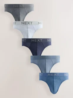Hot Next 5 Pack Cotton Rich Briefs Blue/Grey