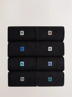 Sale Next Blue/Grey Logo Embroidered Lasting Fresh Socks 8 Pack