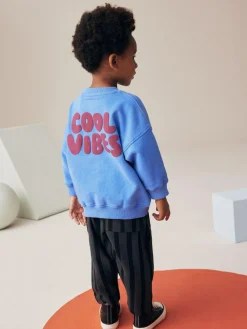 Outlet Next Blue/Grey Single Sweatshirt And Stripe Joggers Set (3mths-7yrs)