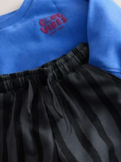 Outlet Next Blue/Grey Single Sweatshirt And Stripe Joggers Set (3mths-7yrs)