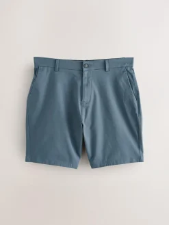 New Next Straight Fit Stretch Chino Shorts 2 Pack Blue/Grey