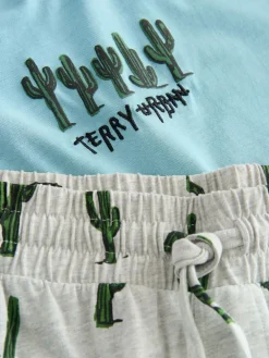 Next Blue/Grey Terry Urban Short Sleeve Jersey Pyjamas Set^ Pyjamas