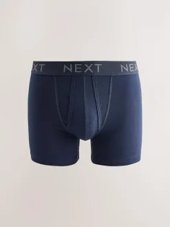 Next Blue/Grey/Black 5 Pack A-Front Cotton Rich Boxers^ Underwear|Underwear