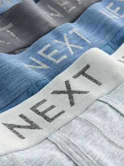Next Blue/Grey/Black 5 Pack A-Front Cotton Rich Boxers^ Underwear|Underwear