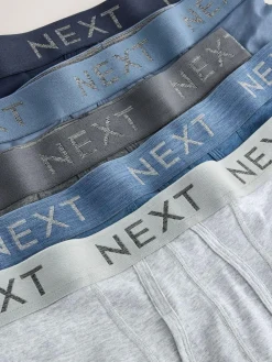 Next Blue/Grey/Black 5 Pack A-Front Cotton Rich Boxers^ Underwear|Underwear