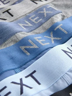 Clearance Next Blue/Grey/Black Cotton Rich Trunk Boxers 10 Pack