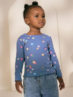 Discount Next Blue/Multi Spot Rib Long Sleeve T-Shirt (3mths-7yrs)