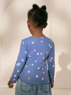 Discount Next Blue/Multi Spot Rib Long Sleeve T-Shirt (3mths-7yrs)