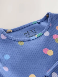 Discount Next Blue/Multi Spot Rib Long Sleeve T-Shirt (3mths-7yrs)