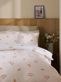 Sale Next Blue/Natural Breakfast In Bed Reversible Duvet Cover and Pillowcase Set