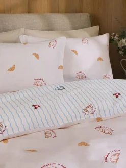 Sale Next Blue/Natural Breakfast In Bed Reversible Duvet Cover and Pillowcase Set
