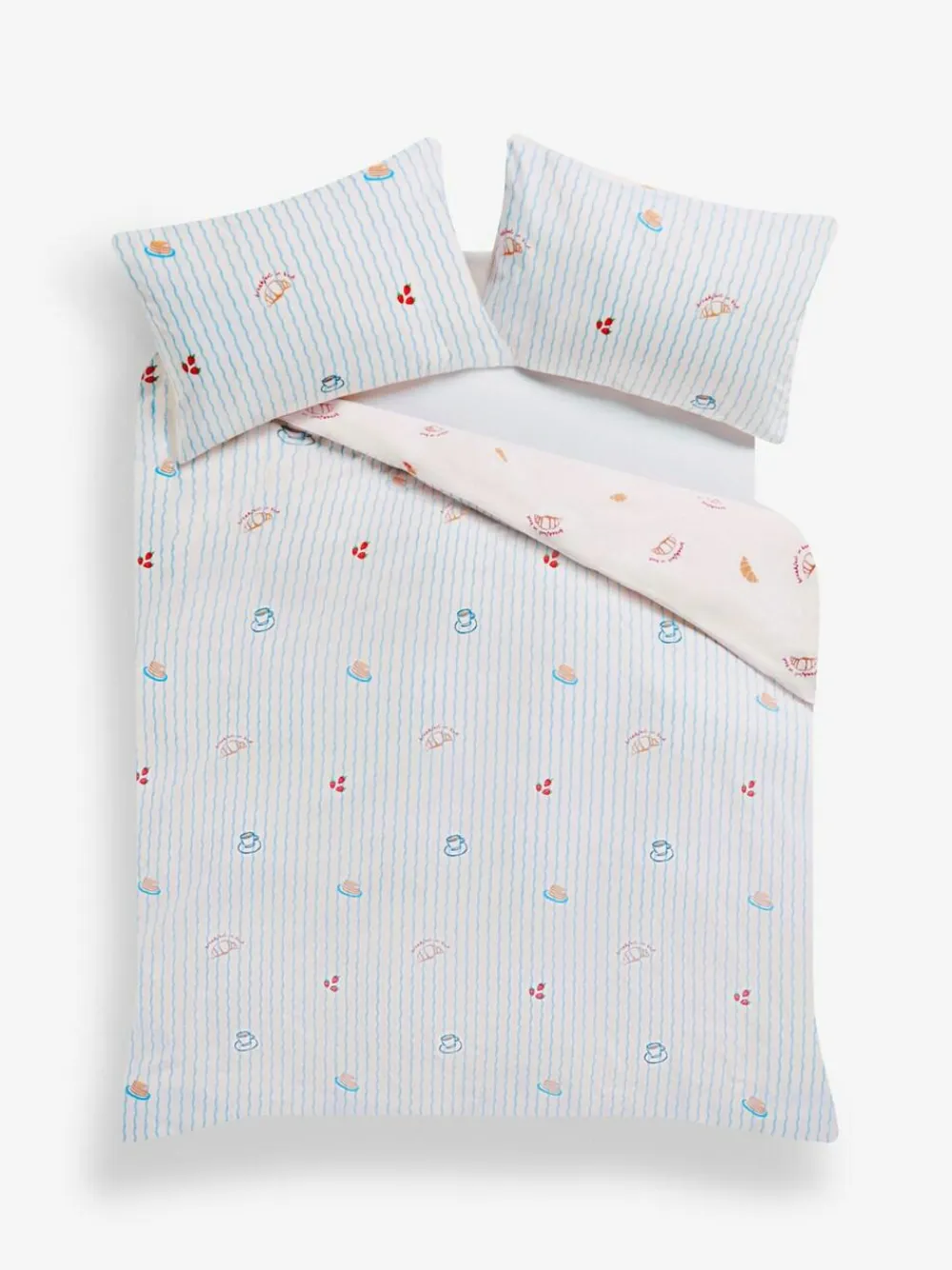 Sale Next Blue/Natural Breakfast In Bed Reversible Duvet Cover and Pillowcase Set