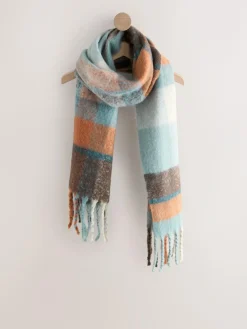 Clearance Next Heavyweight Brushed Blanket Scarf Blue/Orange