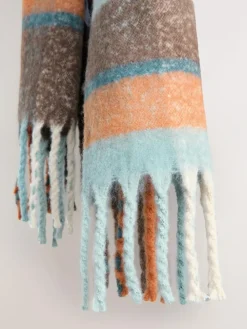 Clearance Next Heavyweight Brushed Blanket Scarf Blue/Orange