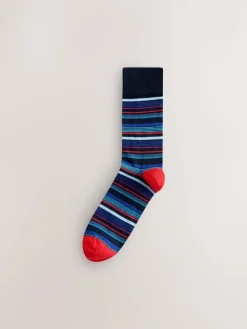 Online Next Blue/Orange Pattern Socks 8 Pack