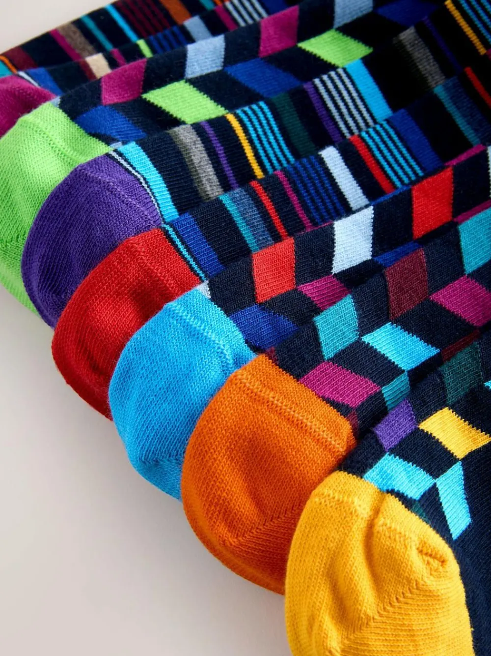 Online Next Blue/Orange Pattern Socks 8 Pack