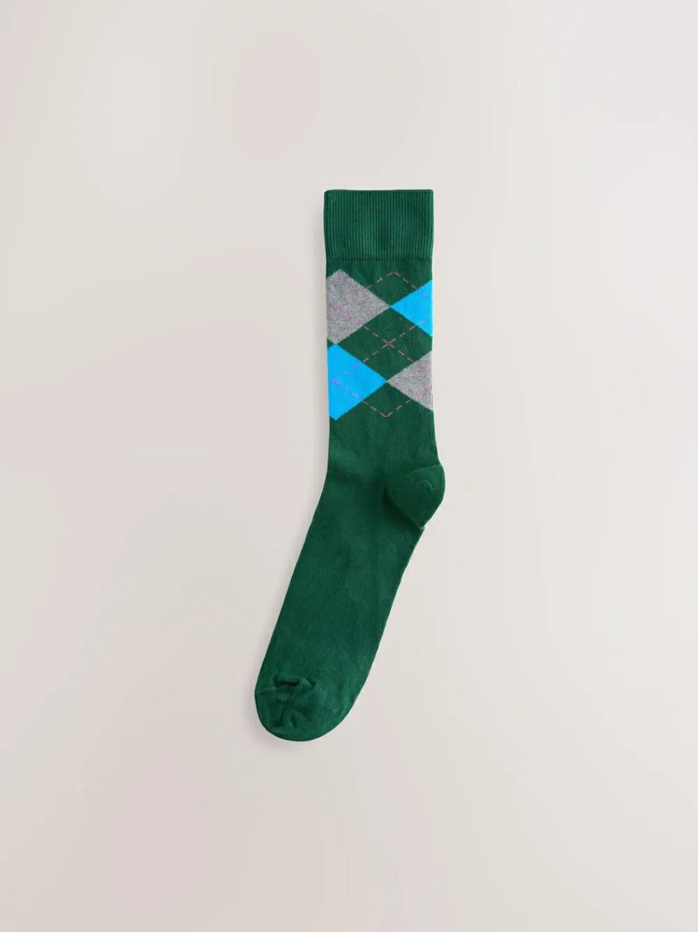 New Next Blue/Orange/Green Argyle Stripe Pattern Socks 5 Pack