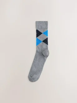 New Next Blue/Orange/Green Argyle Stripe Pattern Socks 5 Pack